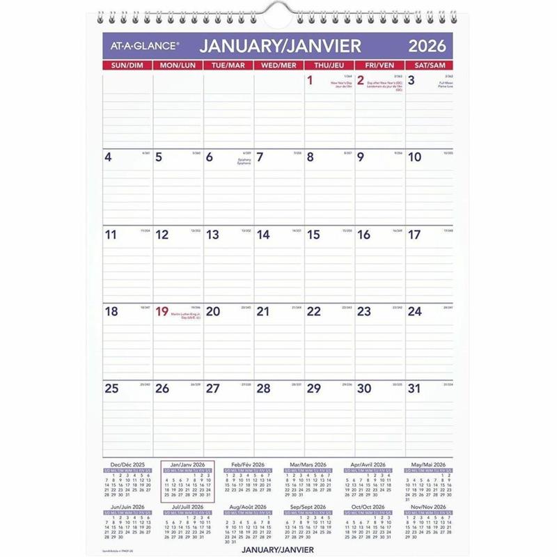 Image Calendrier mural mensuel recyclé (2026)