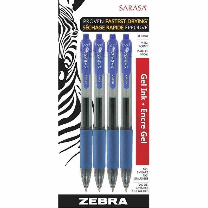 Image Stylo à bille roulante rétractable Sarasa® - 0,7 mm, bleu, paquet de 4